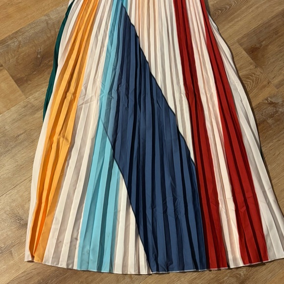 TRENDY VIRAL rainbow Multicolor Striped pleated strapless Maxi Dress *2 for 20* - Picture 12 of 13